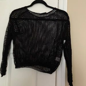 SHEIN black long sleeve knit beach cover up Size S